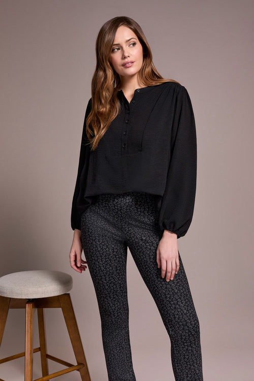 Airflow Long Sleeve Mandarin Collar Blouse