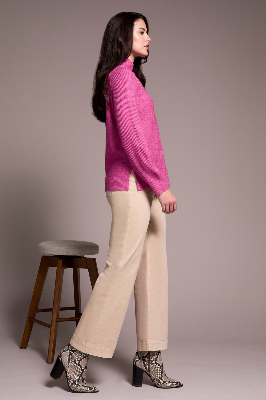Comfort Stretch Fly Front Wide Leg Pants