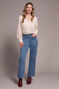 Comfort Stretch Fly Front Wide Leg Pants