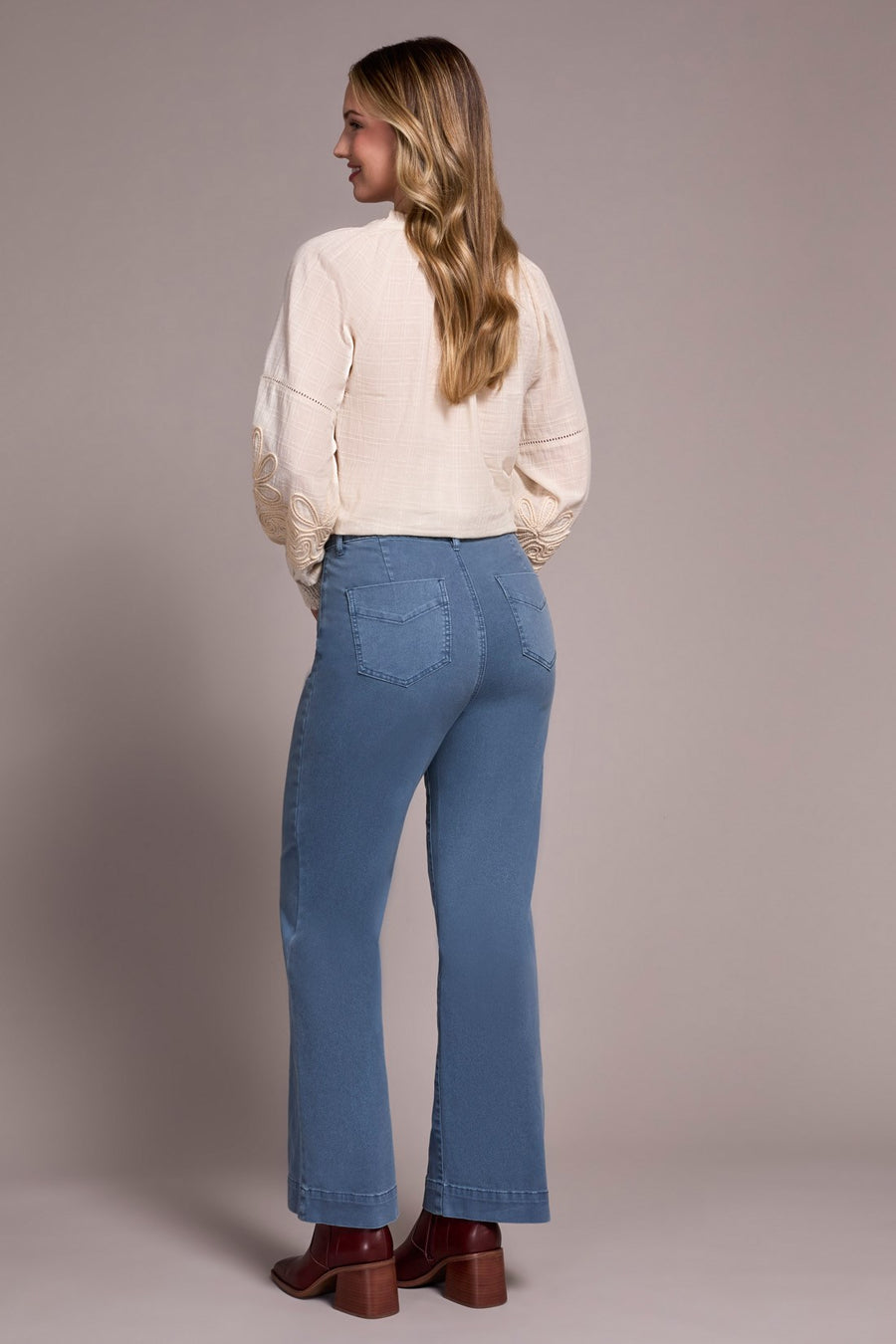 Comfort Stretch Fly Front Wide Leg Pants