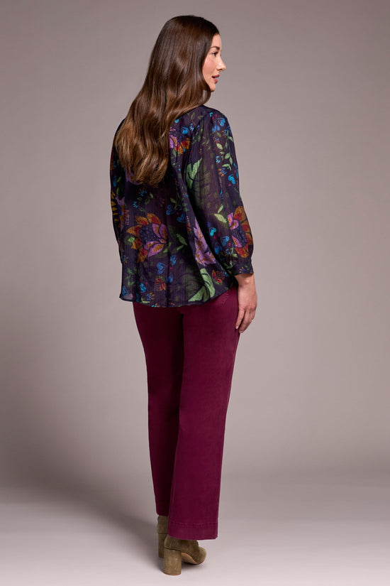 Flowy Dolman Sleeve Blouse With Self-Covering Buttons