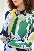UPF 50+ High Performance Mesh Mock-Neck Zip-Up Cardigan With Thumbholes