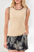 Sleeveless Top w/ Crochet Trim