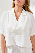 LAPEL COLLAR V-NECK SHORT SLEEVE SHIRT