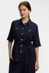 Estela Pinstripe Linen Short Sleeve Jacket