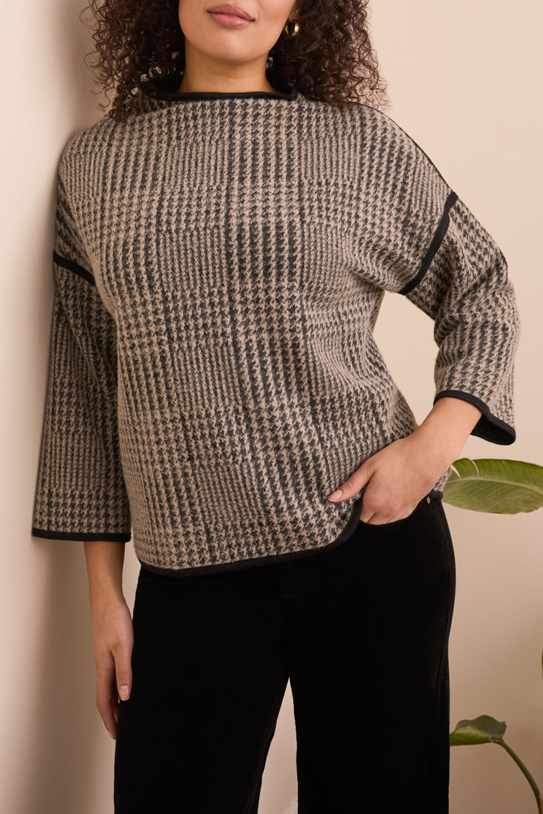 3/4 Sleeve Mock Neck Top