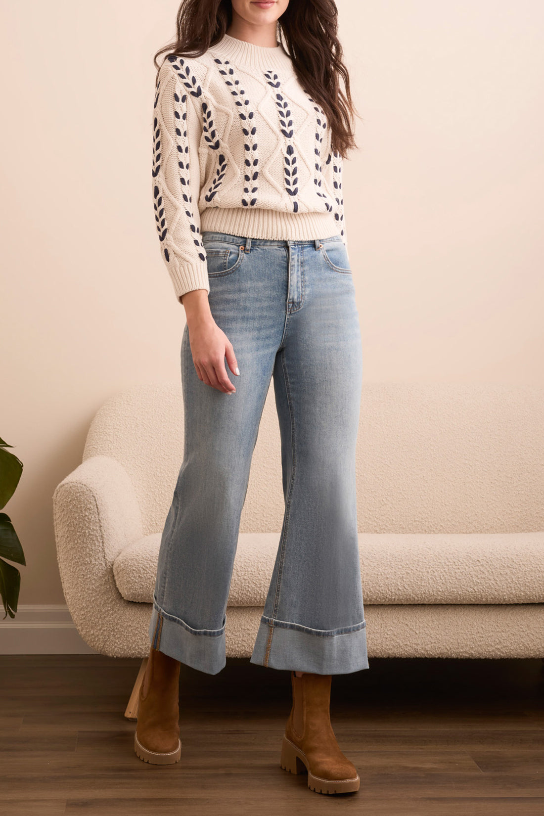 Brooke Cuffed Palazzo Jeans