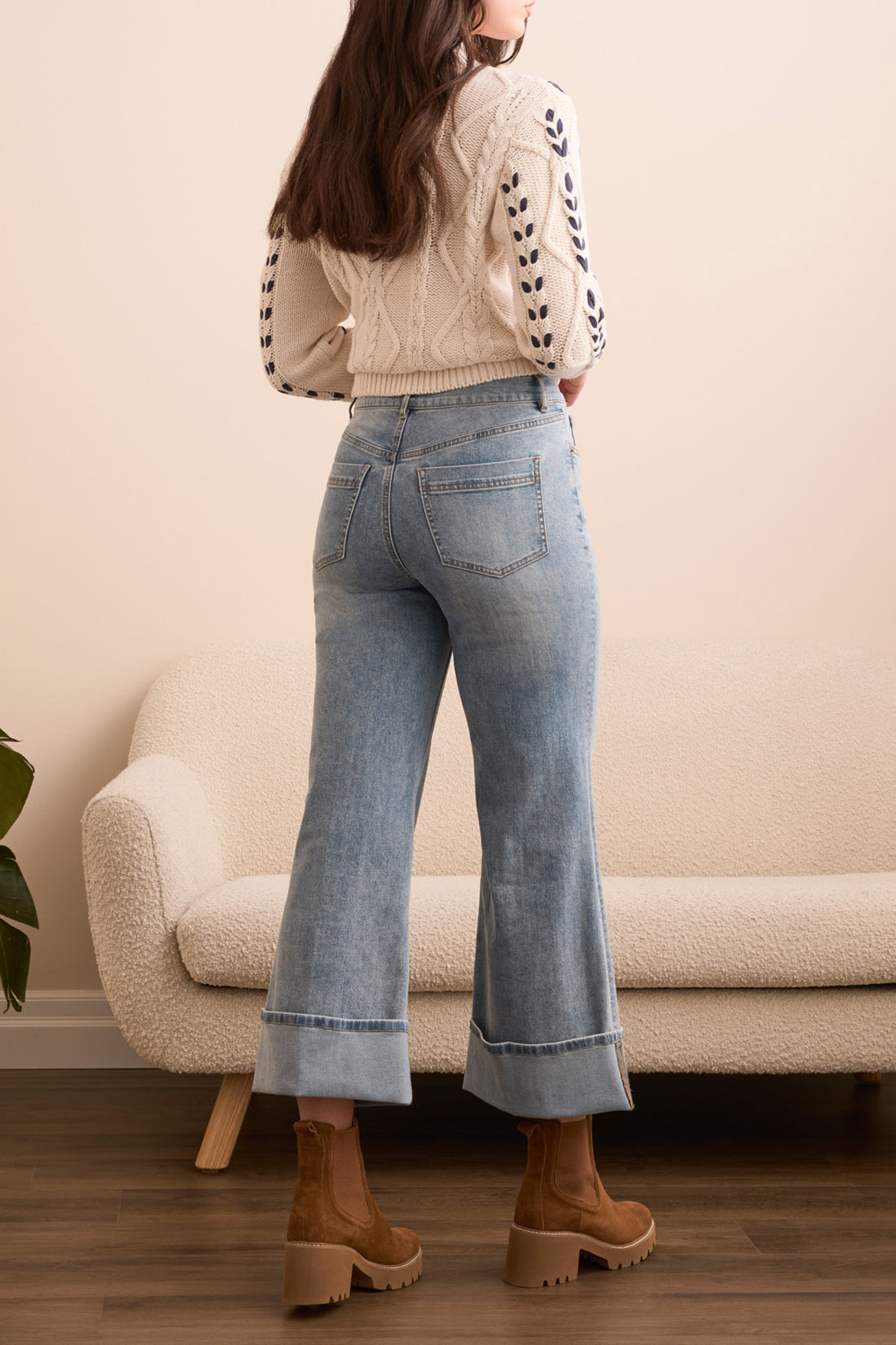 Brooke Cuffed Palazzo Jeans