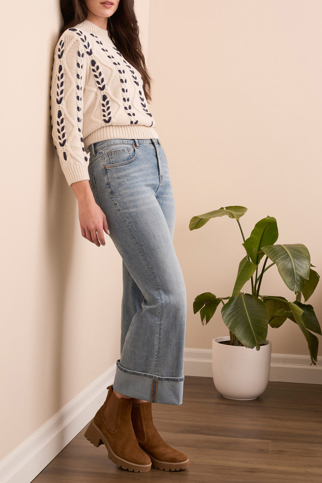 Brooke Cuffed Palazzo Jeans