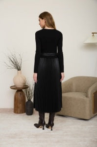 Twofer Belted Long Sleeve Midi Dress